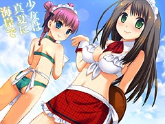 少女は真夏に海岸で